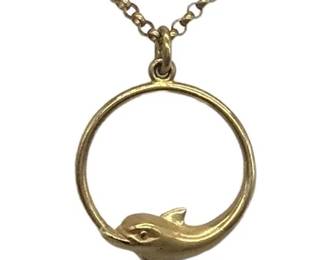 Carrera y Carrera 18K Yellow Gold Sculptural Dolphin Pendant Necklace
