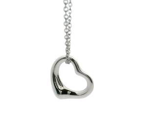 Tiffany Co. 925 Sterling Silver Open Heart Pendant Necklace