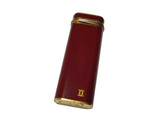 Vintage Cartier Red Lacquer and Gold Tone Metal Rectangular Lighter