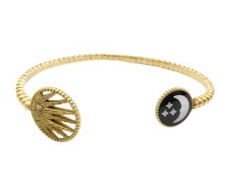 Dior Rose des Vents Sun Moon MotherofPearl Onyx Diamond 18K Gold Open Cuff Bracelet