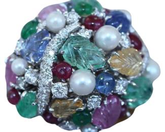 Scavia Exquisite 18K White Gold MultiGem Ring