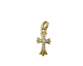 Chrome Hearts Diamond Baby Fat Cross 22K Gold Charm Pendant