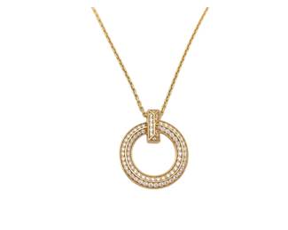 Tiffany Co. One Circle Pave Diamond 18K Yellow Gold Pendant Necklace