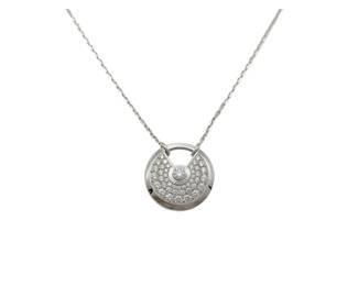 Cartier Amulette Diamond Pave Large 18K White Gold Pendant Necklace