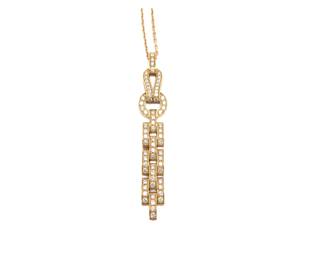 Cartier Agrafe Diamond Pave 18K Yellow Gold Pendant Necklace