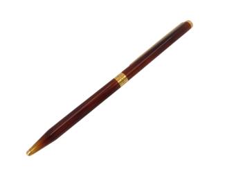 Vintage S.T. Dupont Brown Lacquer Style and Gold Tone Ballpoint Pen