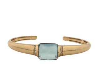Bvlgari Blue Topaz Diamond 18K Rose Gold Bangle Bracelet