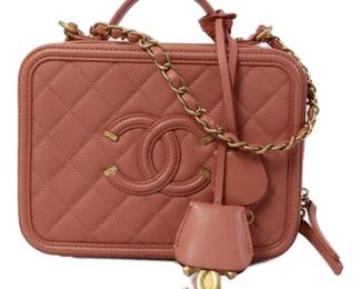 Chanel Pink Cowhide Leather Vanity Case Bag