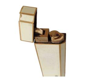 Vintage Cartier White and Gold Tone Metal Rectangular Lighter