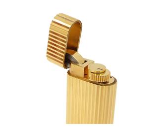 Vintage Cartier Gold Tone Vertical Ribbed Rectangular Lighter