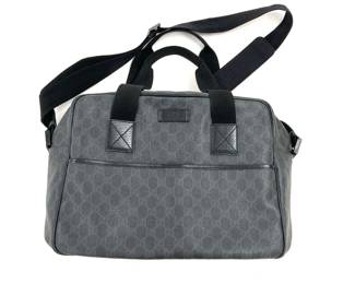 Gucci Black GG Supreme Travel Duffle Bag
