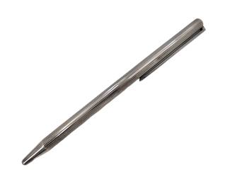 Vintage S.T. Dupont Paris Silver Tone Ribbed Metal Ballpoint Pen