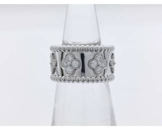 Van Cleef Arpels Perlee Diamond Clover 18K White Gold Ring