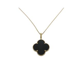 Van Cleef Arpels Magic Alhambra Black Onyx 18K Yellow Gold Pendant Necklace