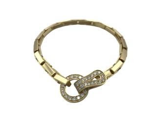 Cartier Agrafe Pave Diamond 18K Yellow Gold Bracelet