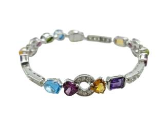 Bvlgari Allegra Multi Gemstone Diamond 18K White Gold Bracelet
