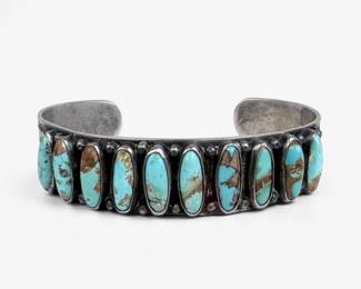 Vintage Silver & Turquoise Native American Cuff