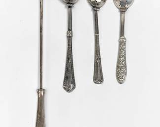 (3) Silver Tea Infusers & (1) Sterling Candle Snuffer