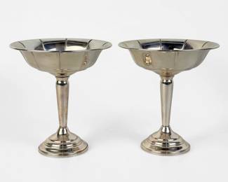 Pair of Sterling Weighted Compotes