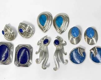 Group of Sterling & Lapis Lazuli Jewelry