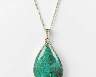 18K & 14K Yellow Gold Malachite Necklace