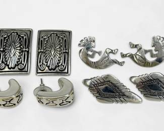 Group of Sterling Silver Navajo-Style Earrings