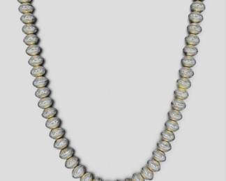 Navajo-Style Sterling Silver Beaded Necklace
