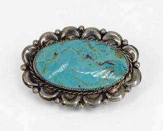Cecil Lee Turquoise & Sterling Navajo Brooch
