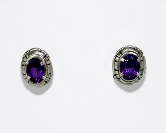 Carl Quintana Sterling & Amethyst Earrings