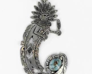 Fred Charley Sterling Silver & Turquoise Pendant