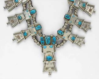 Frank Yazzie Navajo Turquoise & Sterling Silver Necklace