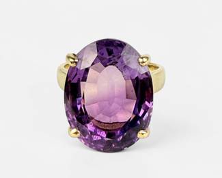 14K Yellow Gold Amethyst Ring