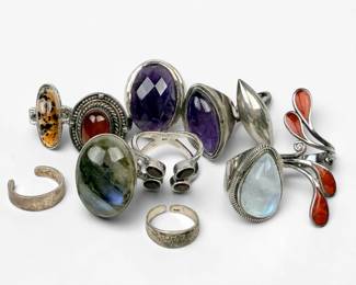 Group of (11) Sterling Rings