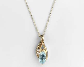 10K Yellow Gold & Blue Topaz Necklace