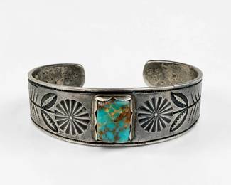 Vintage Navajo Silver & Turquoise Cuff