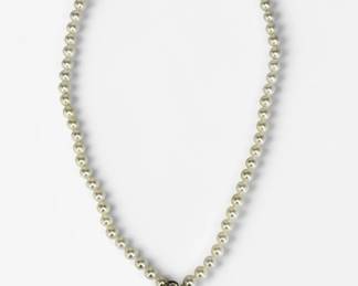 Mikimoto-Style Pearl & Diamond 14K Gold Necklace