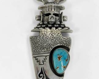 Bennie Ration Navajo Sterling Silver & Turquoise Brooch