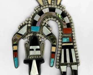 Zuni Silver & Multi-Stone Inlay Brooch