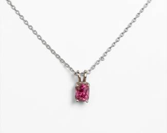14K White Gold & Pink Tourmaline Necklace