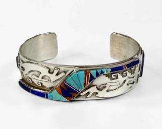 Danny Clark Sterling & Multi-Stone Inlaid Cuff