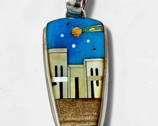 Aaron Anderson Multi-Stone & Sterling Navajo Pendant
