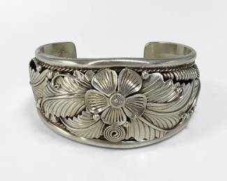 Ann Chapo Floral Sterling Silver Cuff