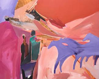 Jack Eggman "Horse Riders" Oil & Mixed Media on Canvas