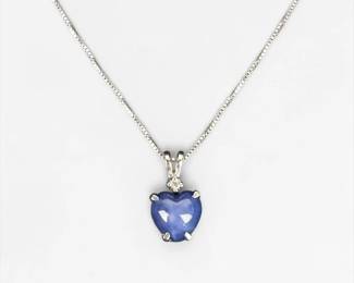 14K White Gold Star Sapphire Necklace