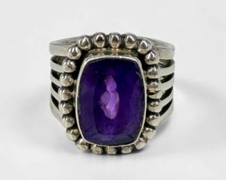 Russell Sam Navajo Sterling & Amethyst Ring