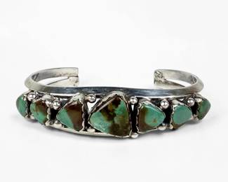Navajo Sterling Silver & Turquoise Cuff