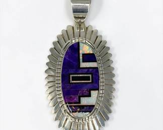 Randy Hoskie Navajo Sterling Silver, Sugilite, & Opal Pendant