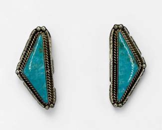 Frank Yazzie Navajo Sterling & Turquoise Earrings