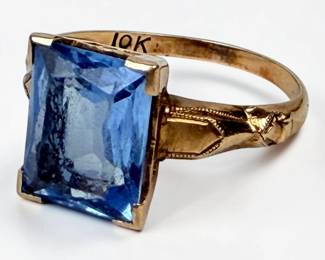 10K Yellow Gold & Aquamarine Ring