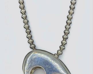 Zuni Silver Bear Pendant Necklace